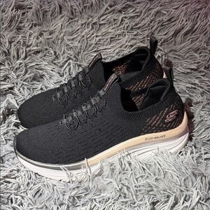 Skechers Black and Gold D'LUX Walker Sneakers